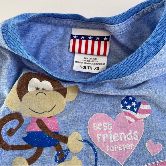 Girls Blue Short Sleeve Tee Shirt “BFF” - Picture 2 of 6